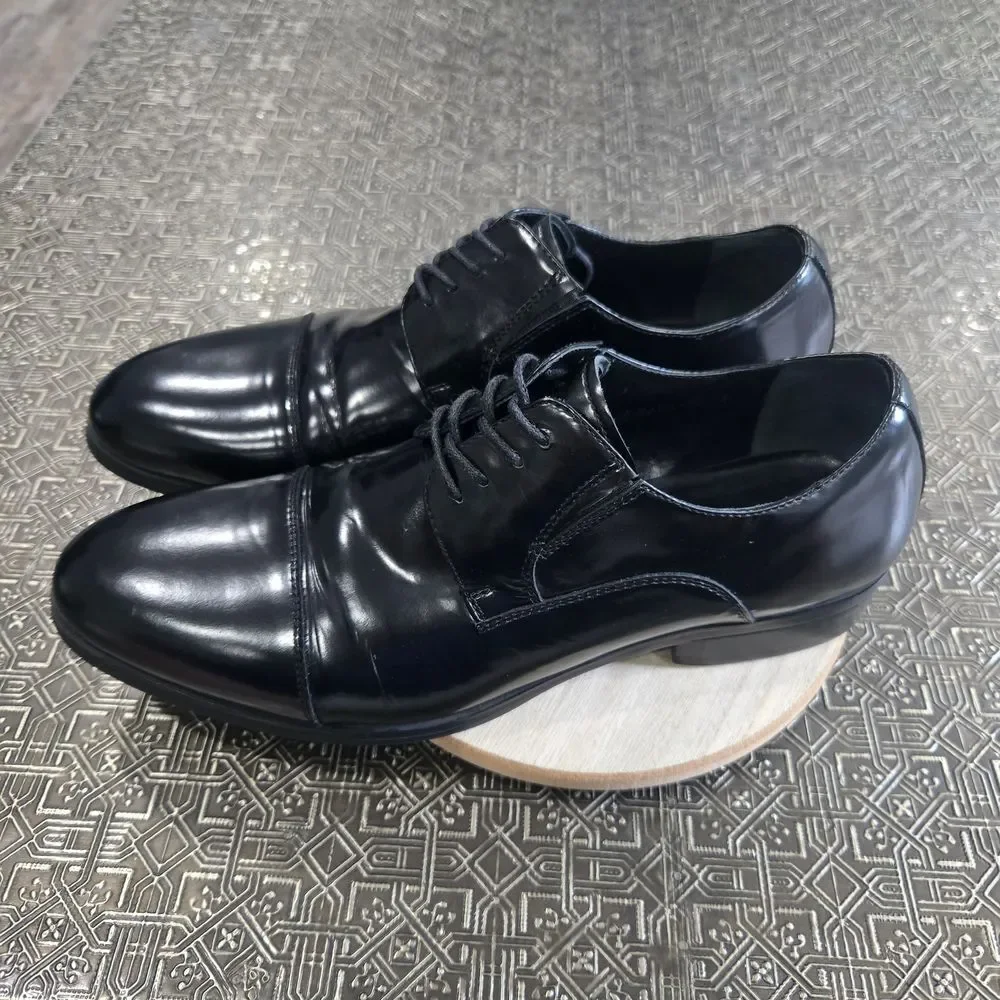 Carlo Pazolini Classic Black Leather Men's Dress Shoes Size 6.5